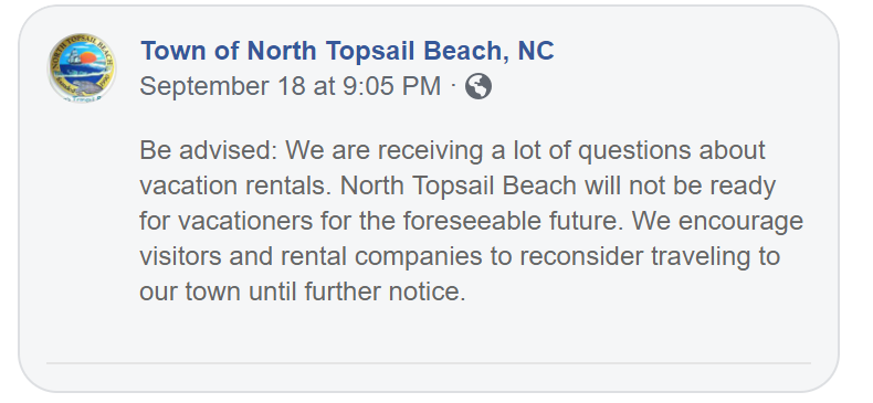 Topsail Island Closes To The Public September 2018!