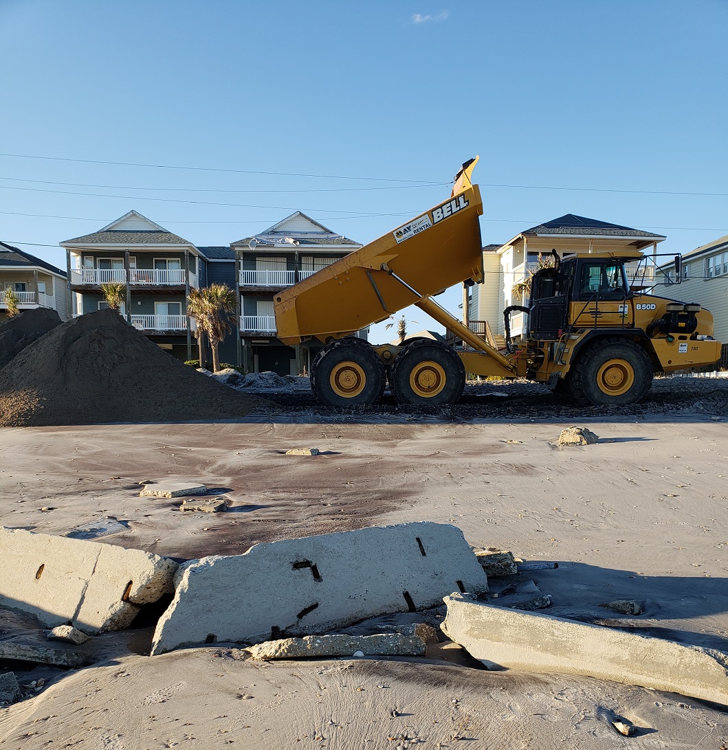 Sand Dunes Being Restored to Surf City NC Post Hurricane Florence